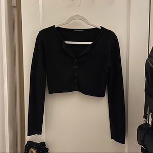 Brandy Melville Cropped Ribbed Button Up Top